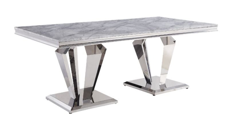 Celep Marble Top Metal Base Dining Table