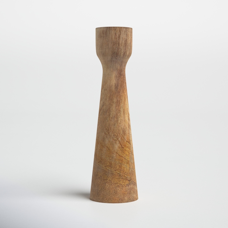 Cherina Wood Tabletop Candlestick