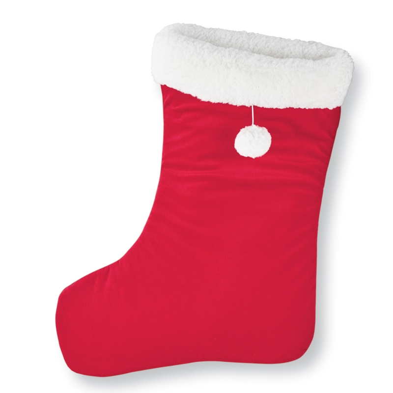 Christmas Stocking Pet Bed With Fur Trim And Crinkle Sound