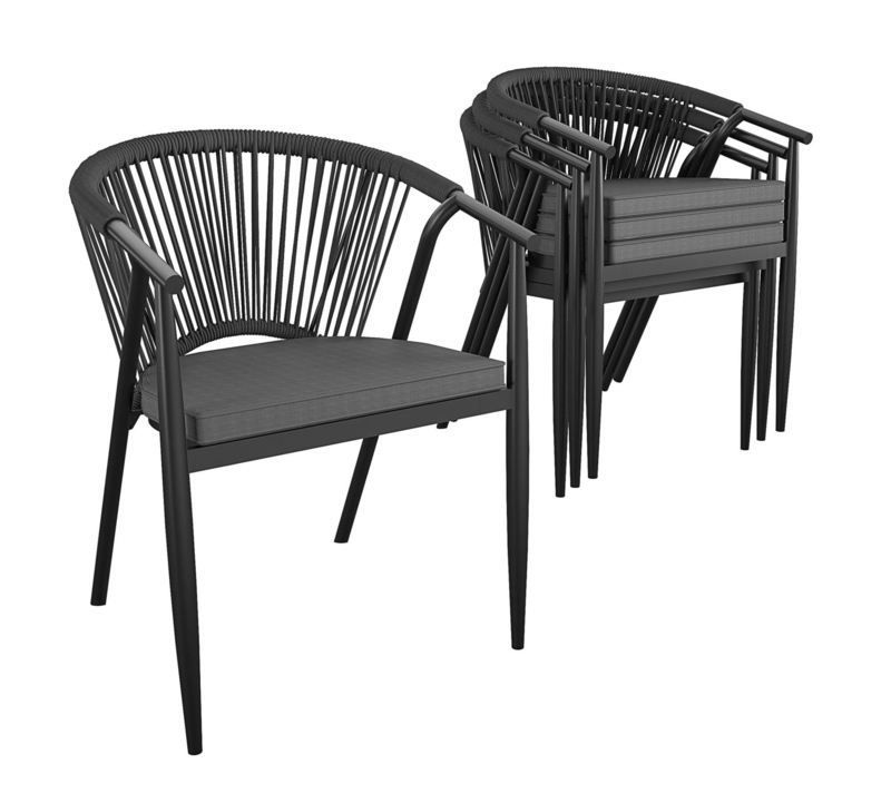 Circi Stacking Patio Dining Armchair with Cushion