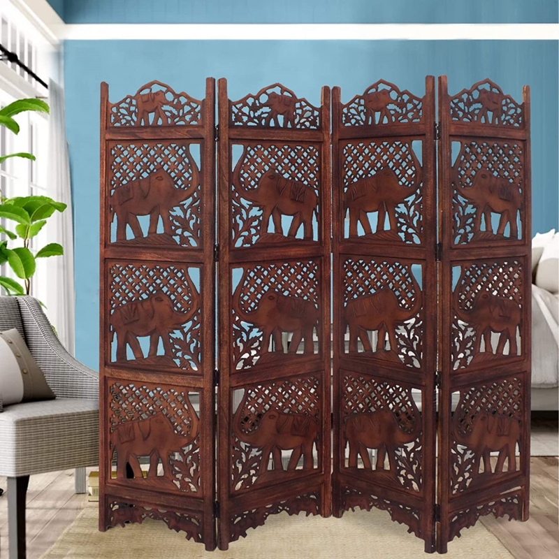Colleene 80'' W x 71.0'' H 4 - Panel Solid Wood Folding Room Divider