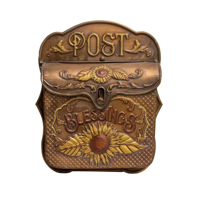Copper Look Sunflower Wall Mounted Mailbox