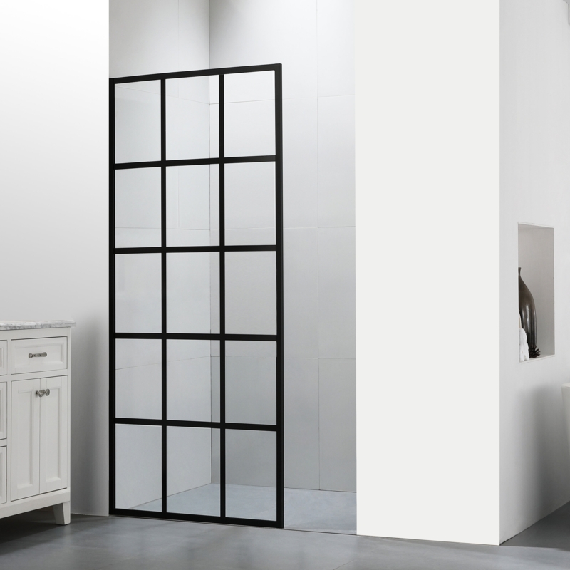 Cyrus 34" W x 72" H Framed Fixed Glass Panel with Heat Soaking Process; Protective Coating Treatment