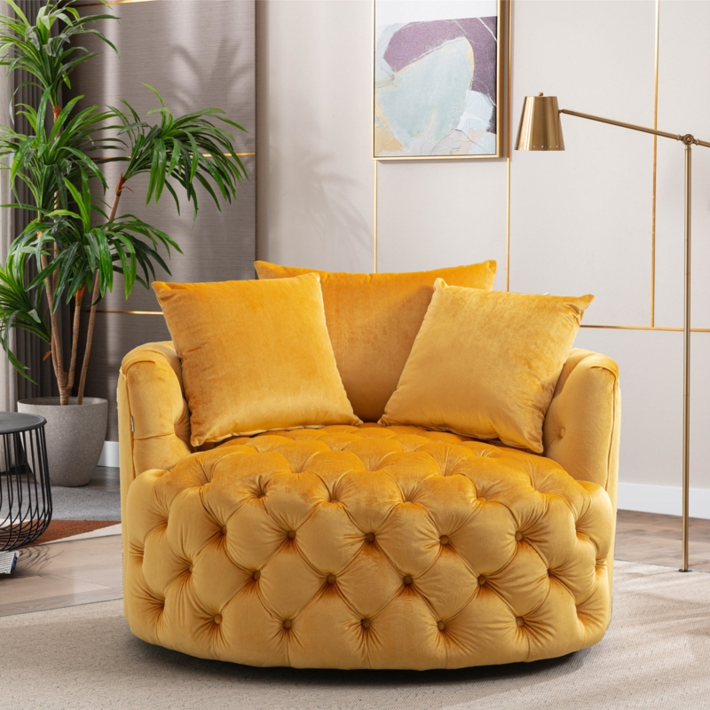 Downridge Velvet Swivel Barrel Chair