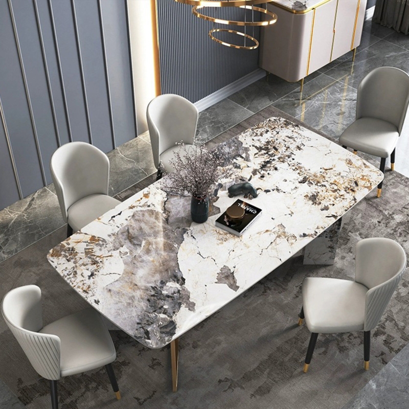 Eddi Marble Top Metal Base Dining Table