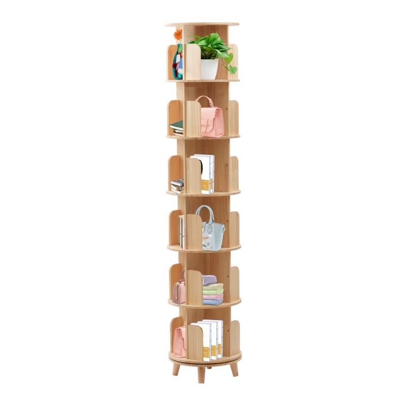 Ernesha 360 Rotating Bookshelf Bookcase Storage Shelf
