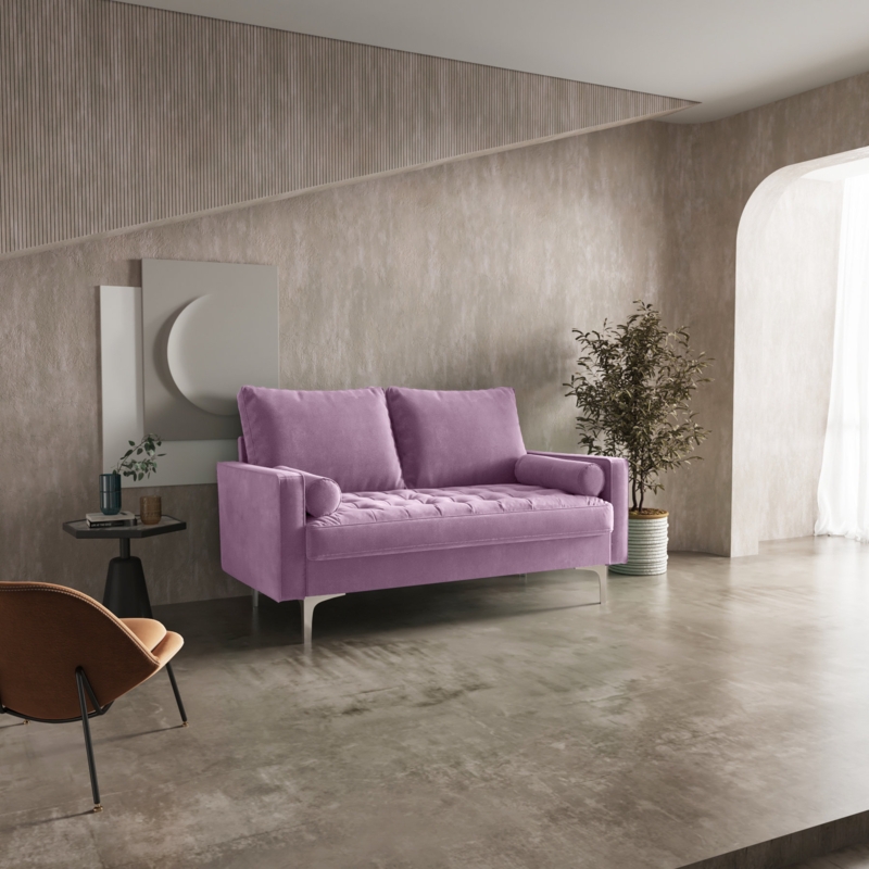 Gresham 58" Velvet Square Arm Sofa Loveseat