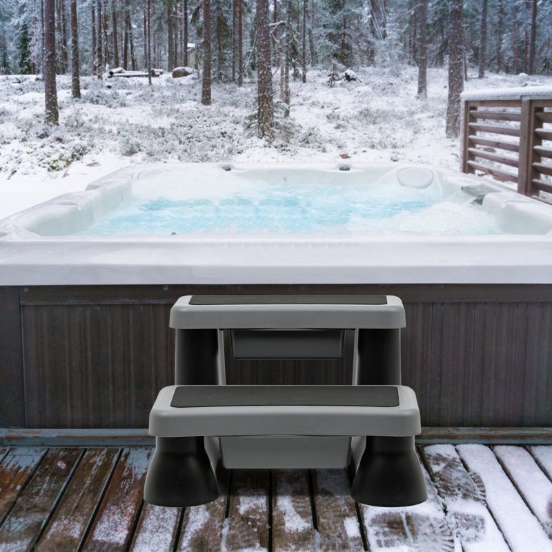 Hot Tub Step Dark Gray with Storage, Spa Steps with Storage Compartment