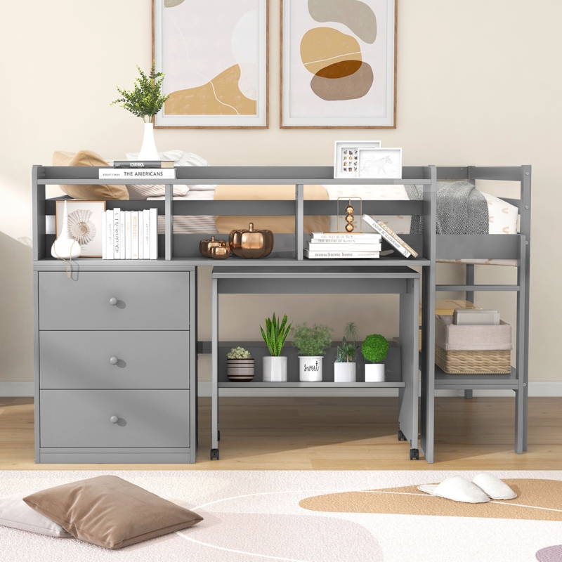 Jahid Kids Full Loft Bed with Drawers
