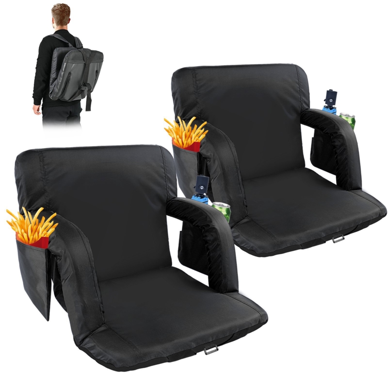 Jaisigh Benches Portable Reclining Stadium Seats, Stadium Chair with Padded Cushion and Armrest Support, Stadium Seats for Bleachers with Back Support