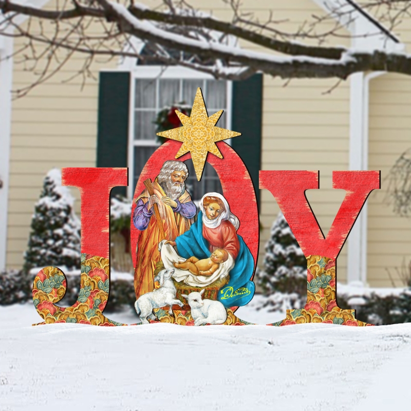 Joy Nativity Yard Garden Stake