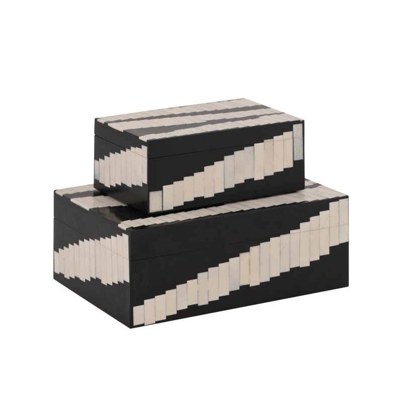 Kamari 2 Piece Geometric Inlay Decorative Nesting Boxes