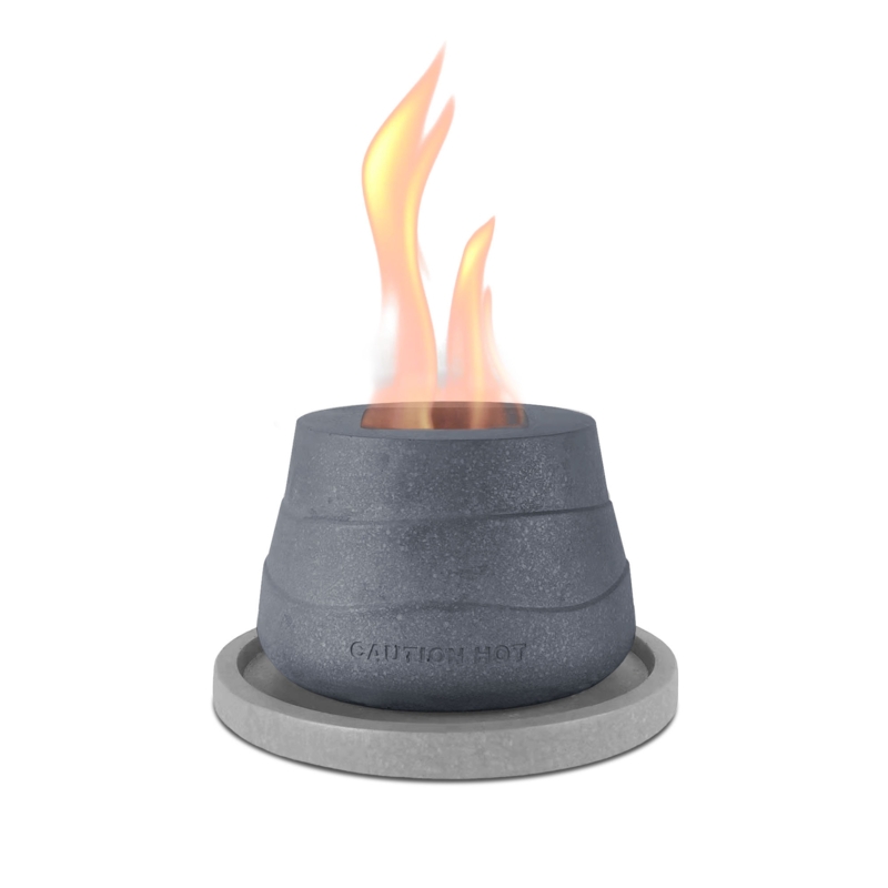 Kante Tulip Concrete Rubbing Alcohol Tabletop Fire Pit with Metal Extinguisher and Base
