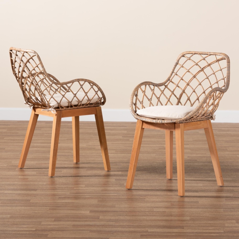Kyiara Wing Back Rattan Arm Chair in Greywash