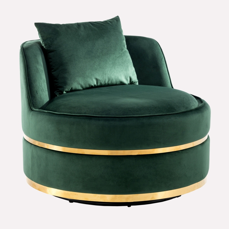 Locie Velvet Swivel Barrel Chair