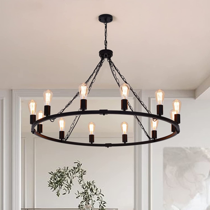 Luisanny 12 - Light Dimmable Wagon Wheel Chandelier