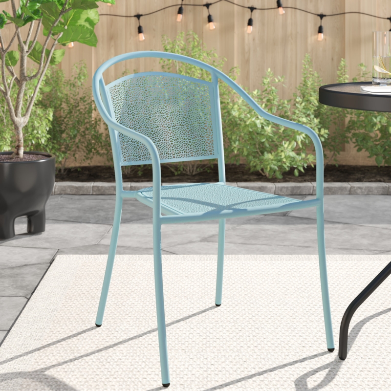 Malbon Indoor-Outdoor Steel Patio Arm Chair with Round Back