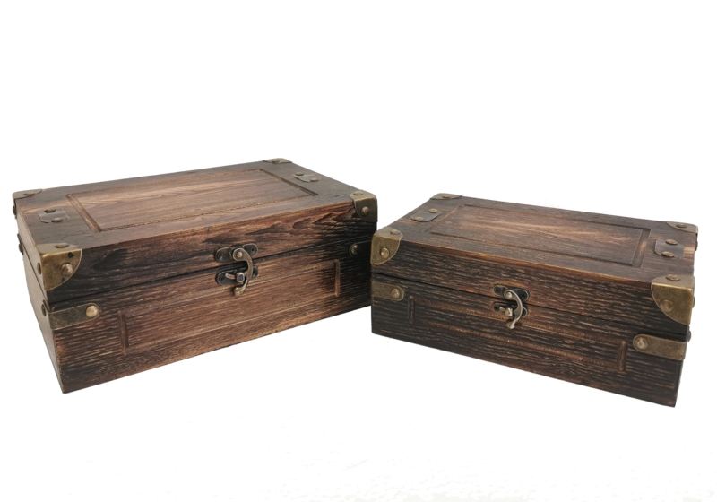 Mangual Distressed Wood 2 Piece Box Set