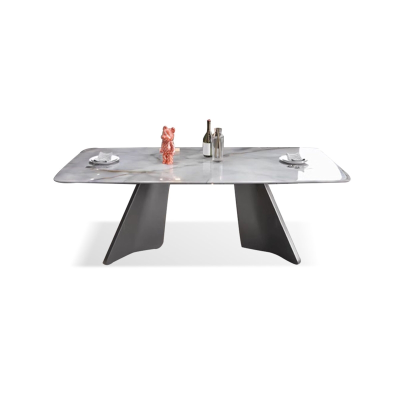 Marble Top Metal Base Dining Table