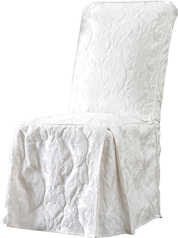 Matelasse Damask Box Cushion Dining Chair Slipcover
