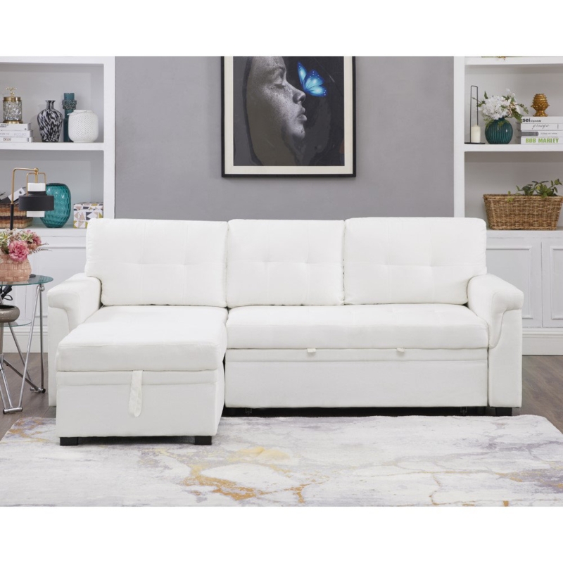 Merlemont L-Shaped Sectional Sofa Couch Bed Velvet Couch Sleeper Couch with Storage