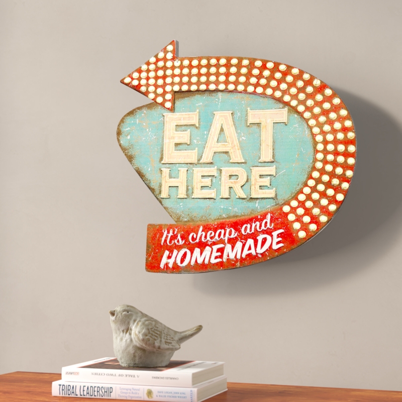 Metal "Eat Here" Retro Wall Decor