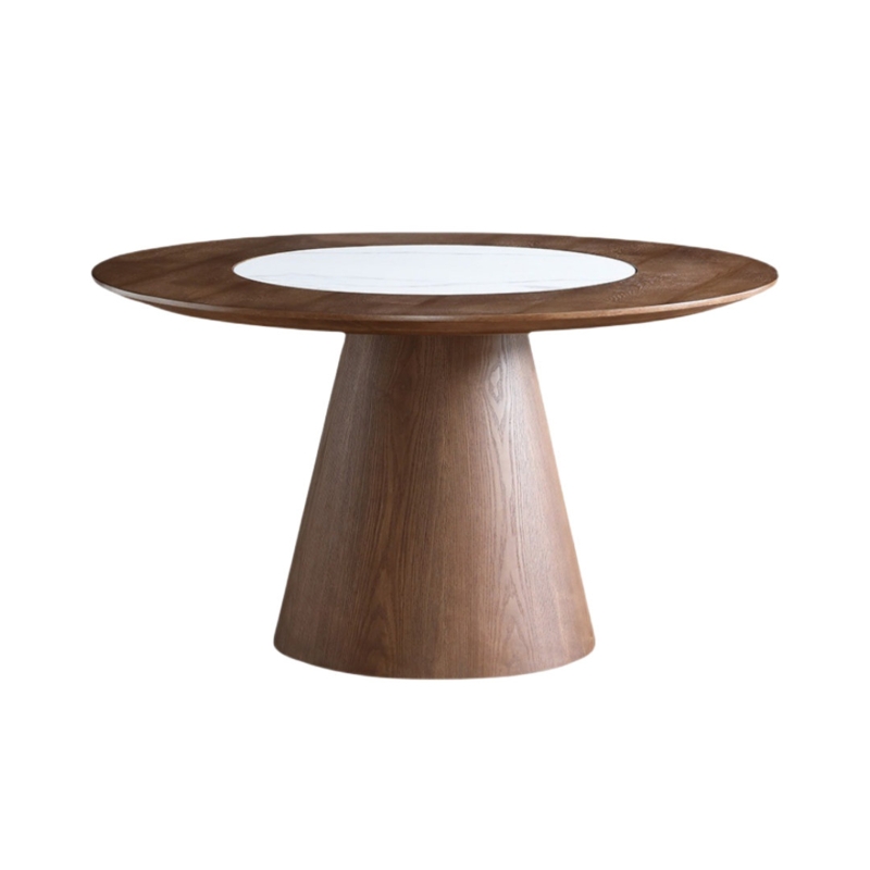Modern Simple Solid Wood Household Round Dining Ta Round Solid Wood Base Dining Table
