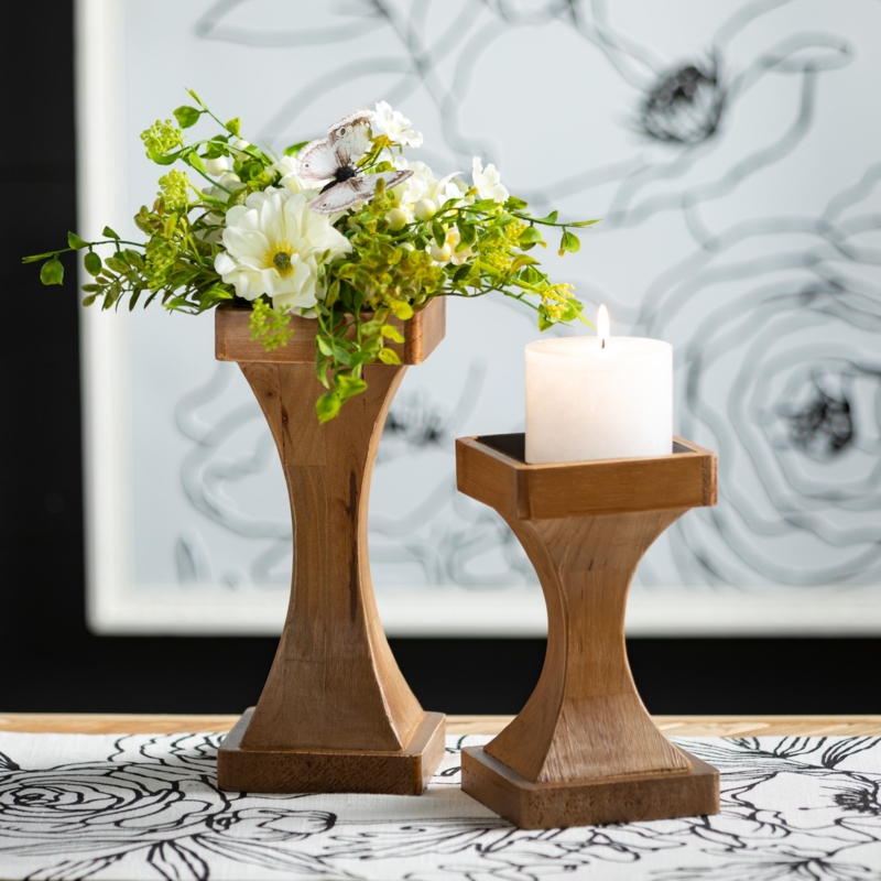 Myrina Wood Tabletop Candlestick