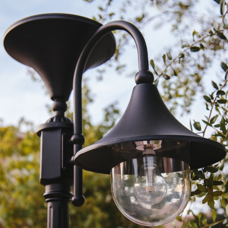 Pennrock Black 1 -Light 23" H Solar Powered LED Bulb Lantern Head