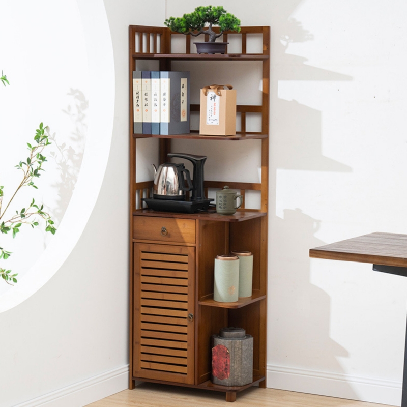 Persas Five-storey Chinese Bamboo Corner Cabinet