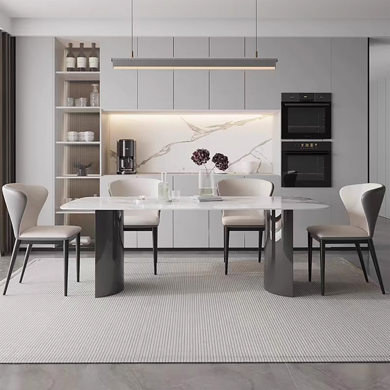 Rectangular Faux Marble Dining Table