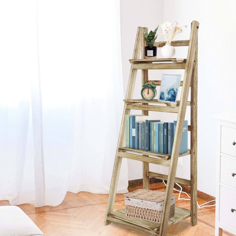 Ronta 44.1" H x 16.3" W Solid Wood Ladder Bookcase