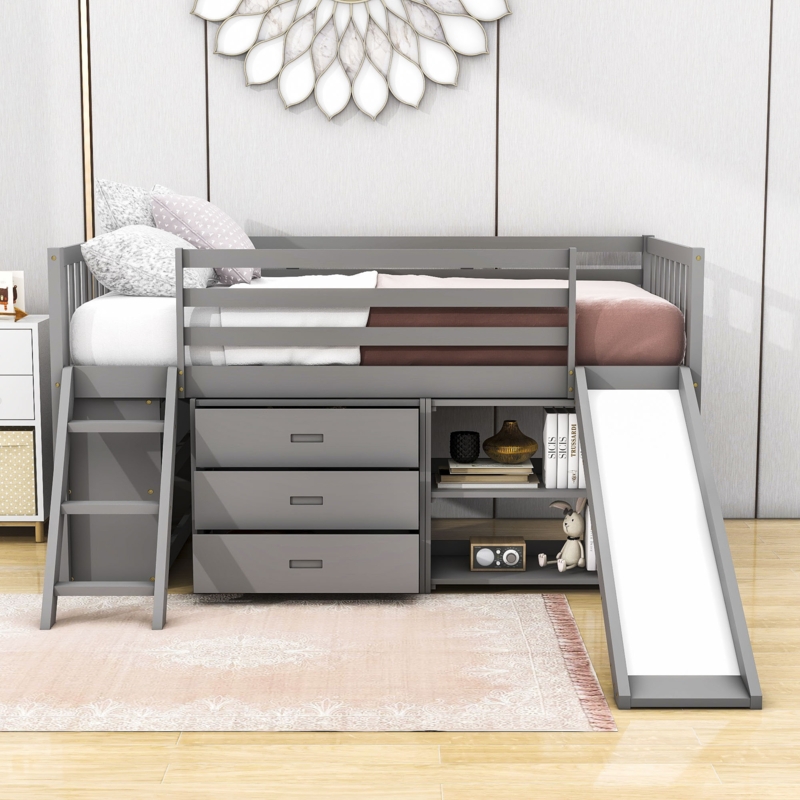 Rosati Kids Twin Loft Bed with Drawers