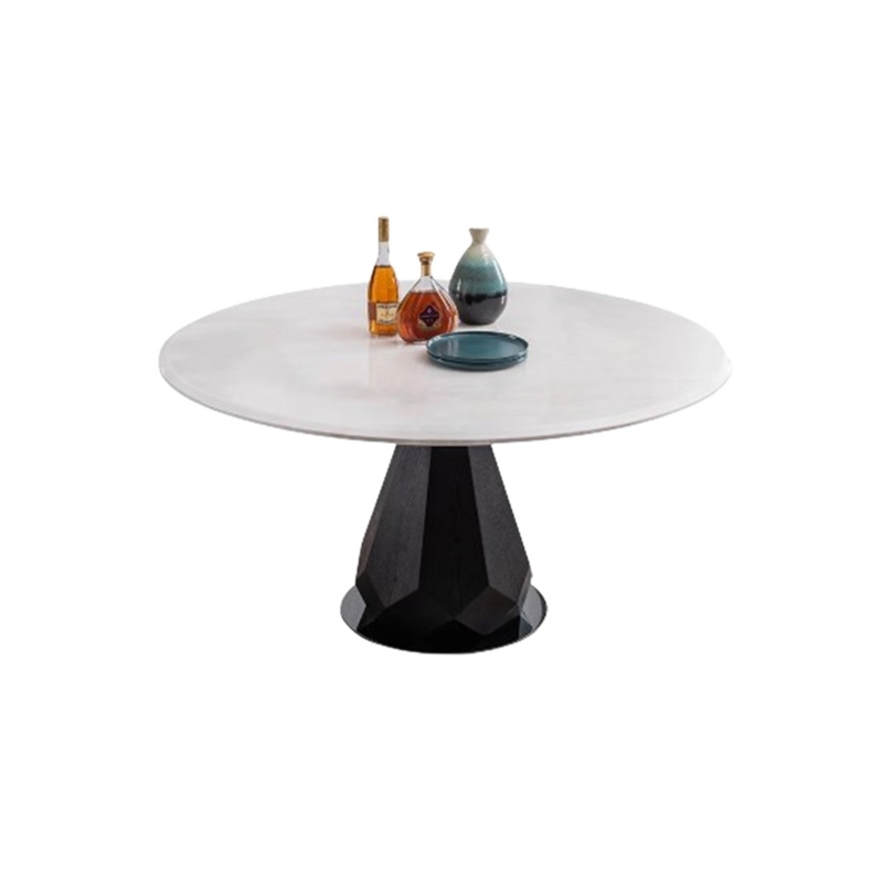 Round Solid Wood Base Dining Table