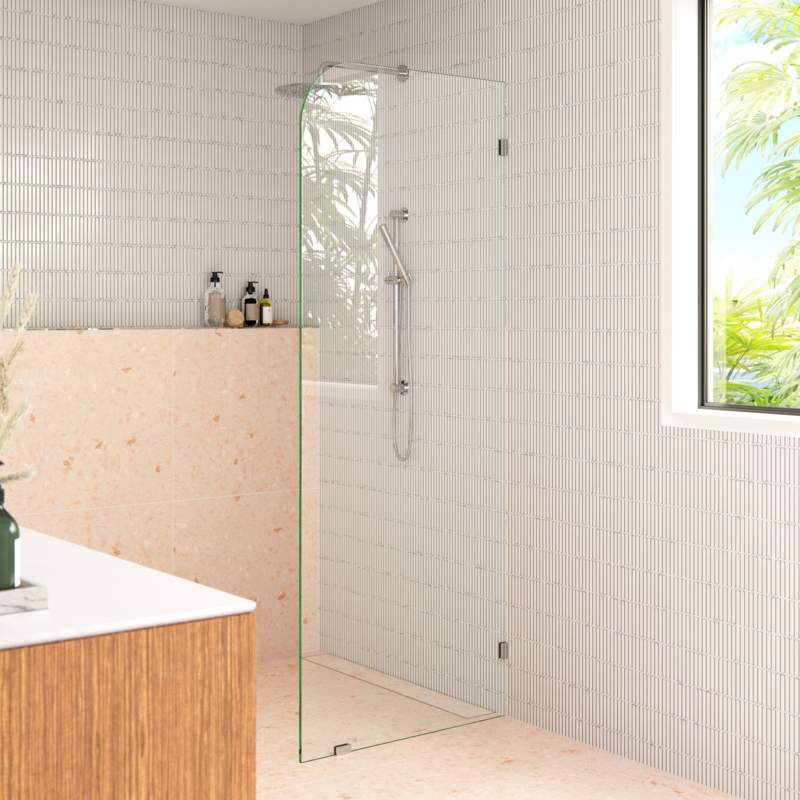 Solaris 38 in. x 78 in. Fully Frameless Radius Single Fixed Shower Panel