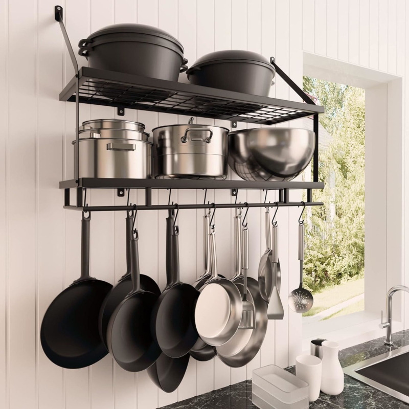 Stainless Steel Rectangle Wall Mounted Pot Rack