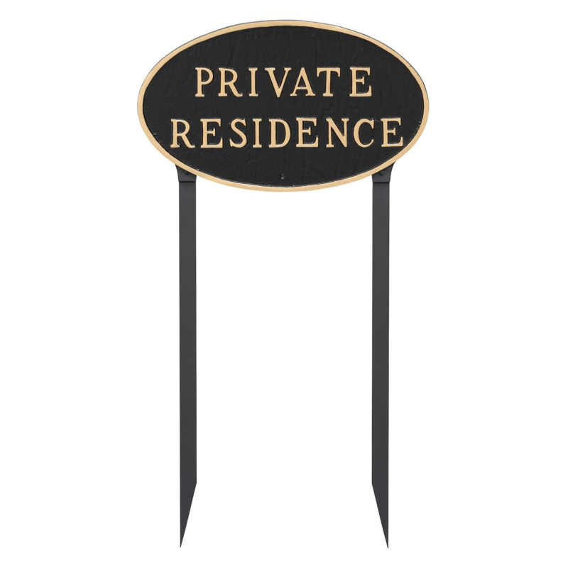 Standard Oval Private Residence Statement Plaque Sign with Lawn Stake