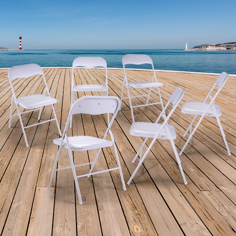 Steel Padded Stackable Folding Chair Folding Chair Set (Set of 6)