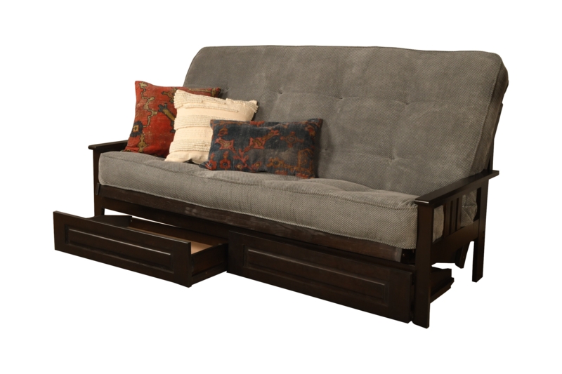 Stratford Queen 85" Wide Loose Back Futon and Mattress with Storage
