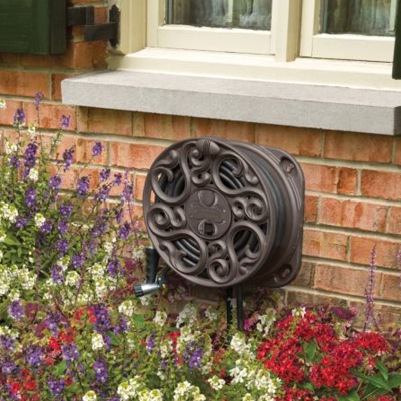 Suncast Sidewinder Side Scroll Decorative Wall Mount Hose Reel