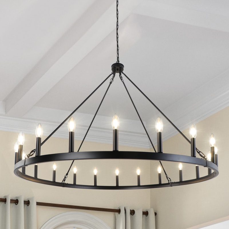 Ticey 20 - Light Dimmable Wagon Wheel Chandelier