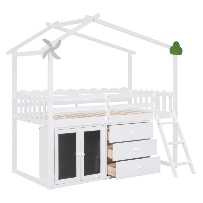 Time Kids Twin Loft Bed with Drawers