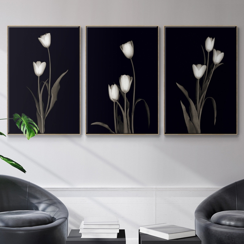 Tulip Pose I Framed On Canvas 3 Pieces Print (Set of 3)