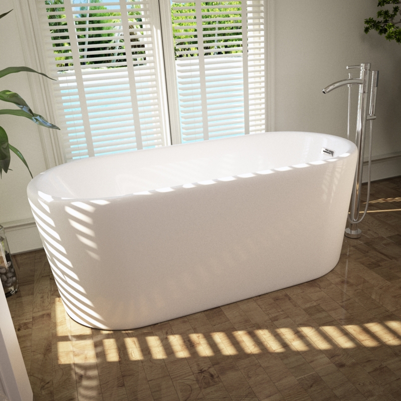 Ursula 59'' x 28'' Freestanding Soaking Acrylic Bathtub