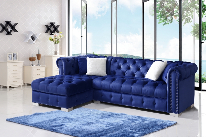 Velvet L-Shaped 2 - Piece Upholstered Sectional