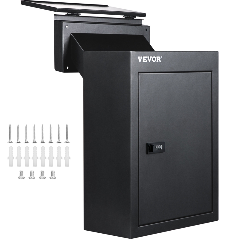 VEVOR Through The Wall Drop Box, 12.5''''X6.3''''X16.9'''' Mail Drop Box W/Adjustable Chute, Deposit Drop Box W/Code Lock, For Letters, Rents, Checks u0026 Keys