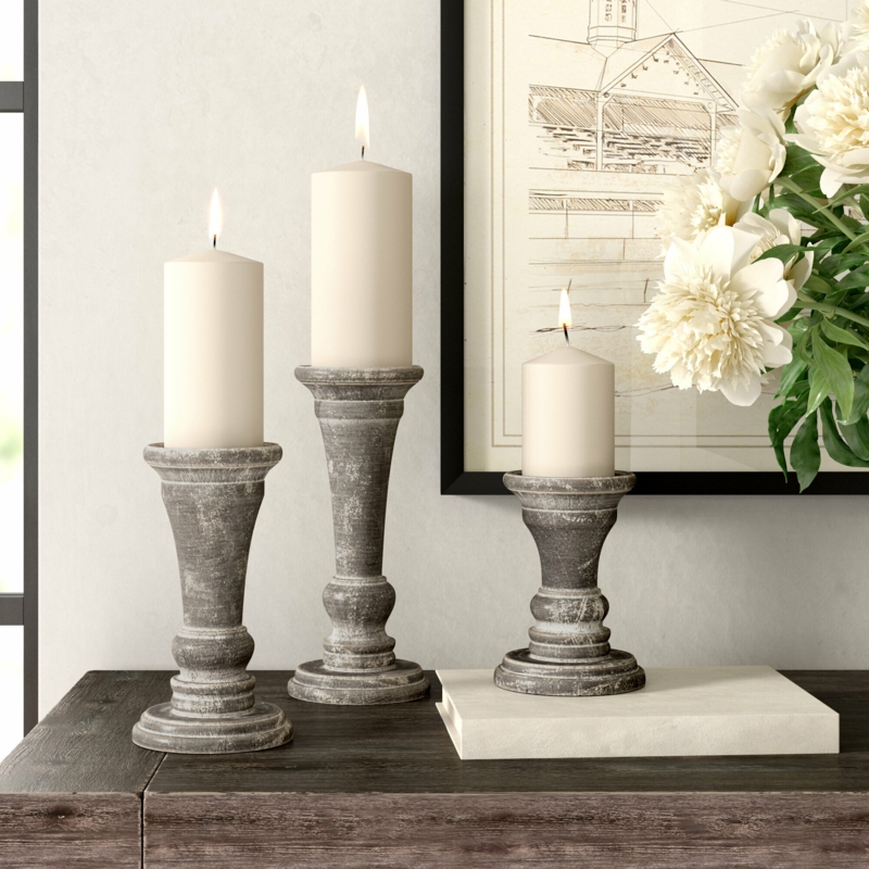 Wood Tabletop Candlestick