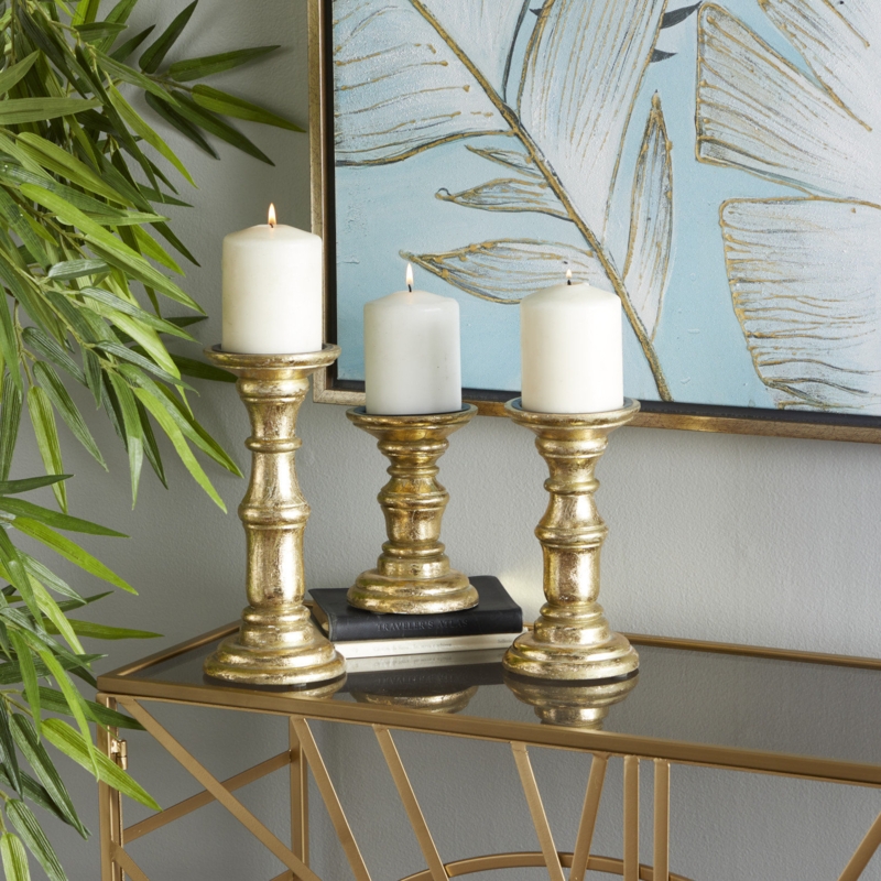 Wood Tabletop Candlestick Set