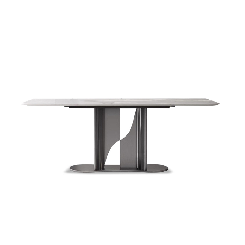 Yisleine Marble Top Metal Base Dining Table