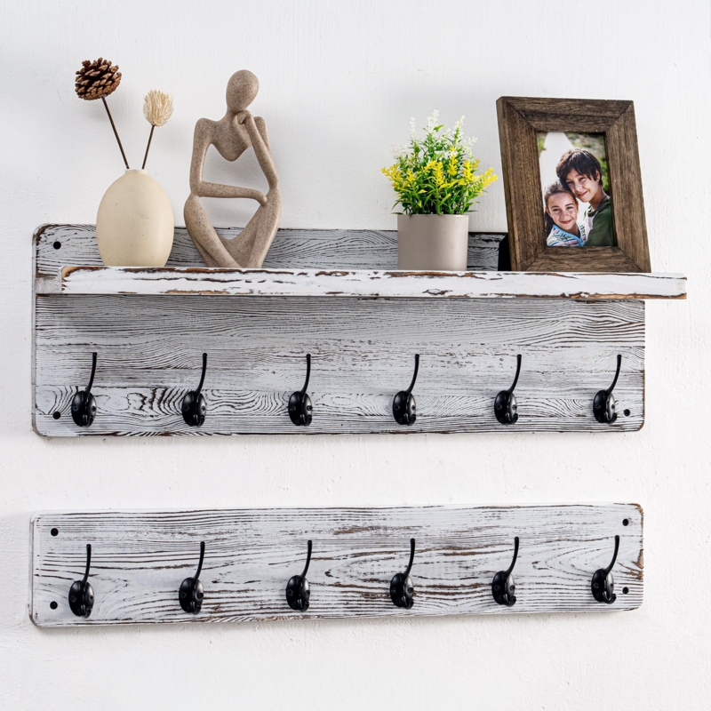 Zaibaa Solid Wood Wall 12 - Hook Wall Mounted Coat Rack